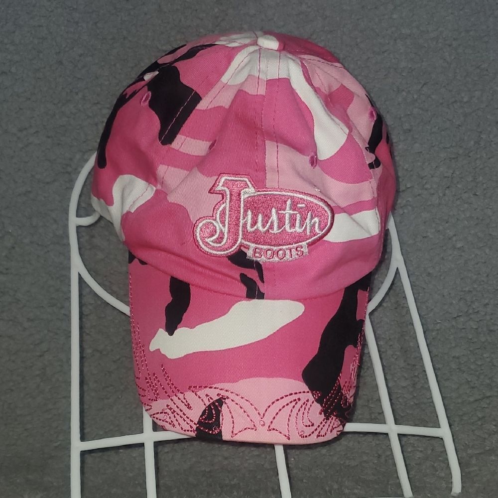 Justin Boots Pink and Black Camouflage Cap